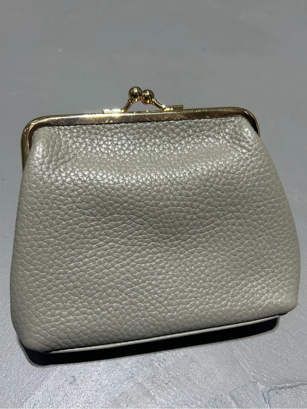 Dooney & Bourke Gray Large Framed Kisslock Leather Coin Purse